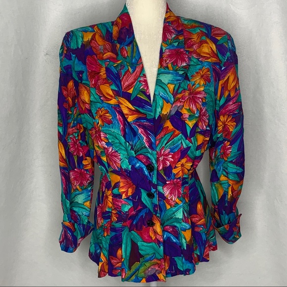 *SOLD* Floral Button Front Peplum Blazer 11PE - Picture 4 of 5